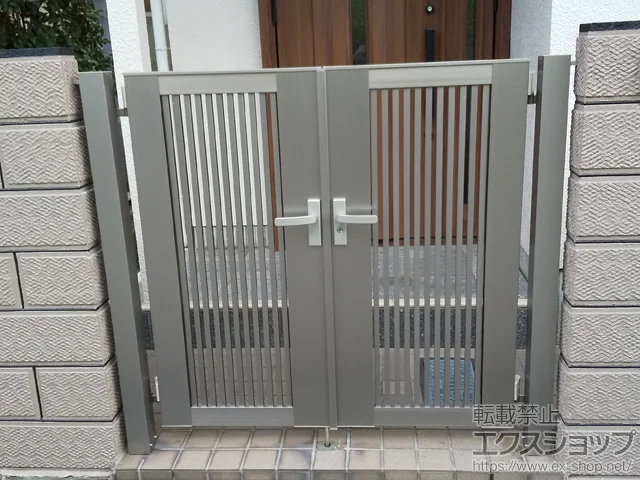兵庫県下関市のLIXIL リクシル(TOEX)の門扉 開き門扉AB TR1型 両開き 柱使用 施工例