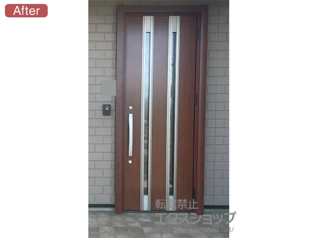 千葉県福岡市のLIXIL リクシル（トステム）の玄関ドア リシェント玄関ドア3 M24型 断熱K4仕様 片開き仕様(ランマ無)外観左吊元 ※手動仕様 施工例