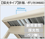 【採光タイプ】スチール折板（シルバー/ペフ無）/ポリカ(幅W600)